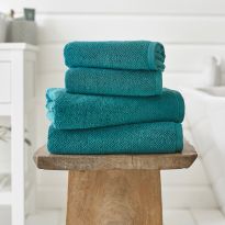 Romeo Luxury Textured Quik Dri 100% Cotton Bath Towel Peacock