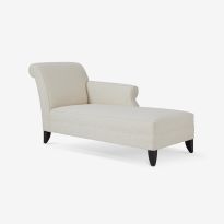 Duval Left Hand Chaise Longue in Cream Boucle & Ebony Light Legs