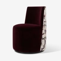 Brooke Swivel Base Accent Chair in Ombra Granata Velvet & Malvasia Morandi