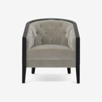 Charlotte Tub Chair in Dove Grey Velour & Ebony Light Finish