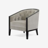Charlotte Tub Chair in Dove Grey Velour & Ebony Light Finish