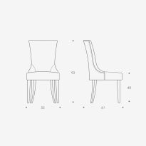 Charles Dining Chair with Studs in Factory GrÃ¨ge & Ebony Light Wood