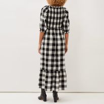 Black/ White Gingham Check Evlin Maxi Dress
