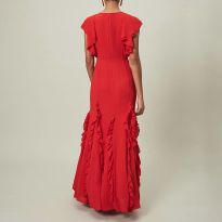 Red Donatella Ruffle Maxi Dress