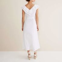 White Julieta Frill Linen Blend Dress