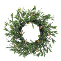 Mistletoe With White/Gold Berries Wreath, 67cm