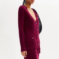 Dark Red V-Neck Cardigan