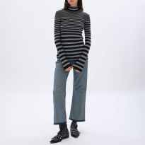 Black/Grey Striped Turtleneck Jumper