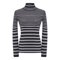 Black/Grey Striped Turtleneck Jumper