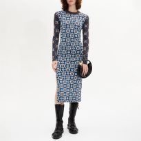 Blue Floral Bodycon Dress