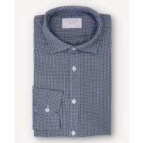Thomas Pink Navy and White Tailored Fit Check Smart Casual Shirt