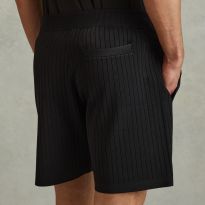 Black Ribbed Elasticated Shorts