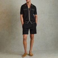 Black Ribbed Elasticated Shorts