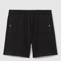 Black Ribbed Elasticated Shorts