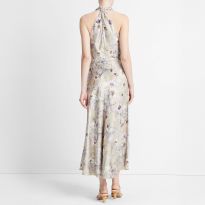 Multi Wild Flower Cowl Halter Dress