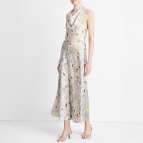 Multi Wild Flower Cowl Halter Dress