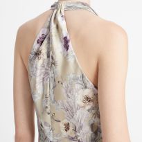 Multi Wild Flower Cowl Halter Dress