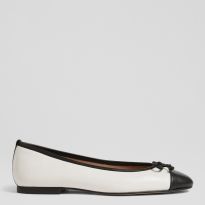 White/Black Kara Leather Ballet Flats