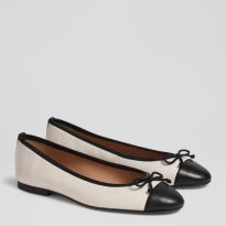 White/Black Kara Leather Ballet Flats