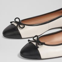 White/Black Kara Leather Ballet Flats