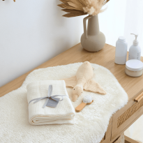 Luxury Organic Cotton Knit Baby Blanket – Oat Milk