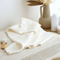 Luxury Organic Cotton Knit Baby Blanket – Oat Milk