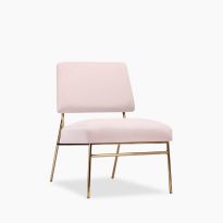 Holly Accent Chair, Light Pink Velvet & Brass