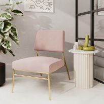 Holly Accent Chair, Light Pink Velvet & Brass