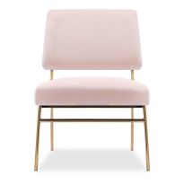 Holly Accent Chair, Light Pink Velvet & Brass