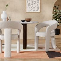 Bellamy Carver Dining Chair, Ivory White Teddy Boucle