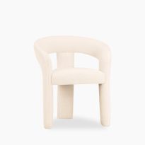 Bellamy Carver Dining Chair, Ivory White Teddy Boucle