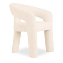 Bellamy Carver Dining Chair, Ivory White Teddy Boucle