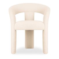 Bellamy Carver Dining Chair, Ivory White Teddy Boucle
