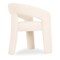 Bellamy Carver Dining Chair, Ivory White Teddy Boucle
