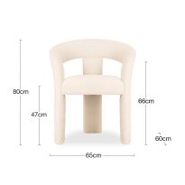 Bellamy Carver Dining Chair, Ivory White Teddy Boucle