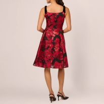 Red Floral Metallic Mini Dress