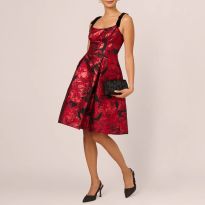 Red Floral Metallic Mini Dress