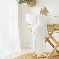 Luxury Organic Baby Blanket with Satin Edging – White & White