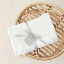 Luxury Organic Baby Blanket with Satin Edging – White & White