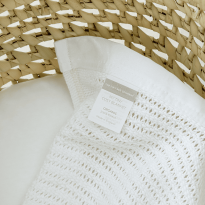 Luxury Organic Baby Blanket with Satin Edging – White & White