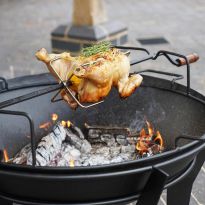 Metal Kendal Fire Pit on Stand in Black, H44.5Cm W77Cm