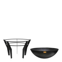 Metal Kendal Fire Pit on Stand in Black, H44.5Cm W77Cm