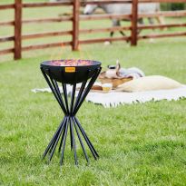 Tall Metal Dakota Fire Pit in Black, H65Cm W38Cm