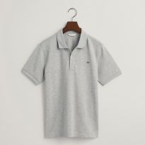 Light Grey Marl Shield Short Sleeve Pique Polo