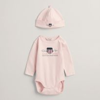Baby Pink Archive Shield Bodysuit & Beanie