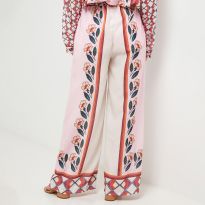 Rose Printed Linen Trousers