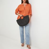 Orange Linen Blouse