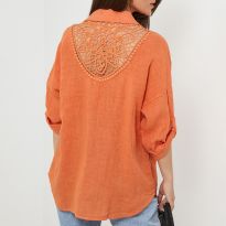 Orange Linen Blouse