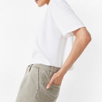Khaki Hana Pleated Denim Shorts
