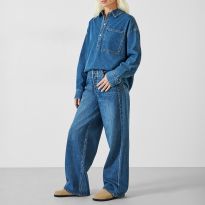 Mid Blue Katie Baggy Straight Jeans